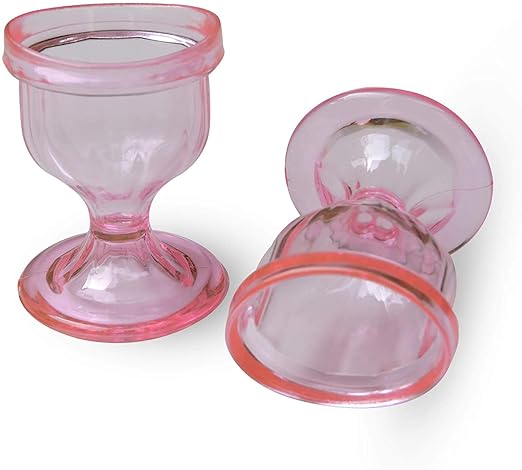 Pink Colored Eye Wash Cups for Effective Eye Cleansing - Eye Shaped Rim, Snug Fit (Set 2 Pcs.)