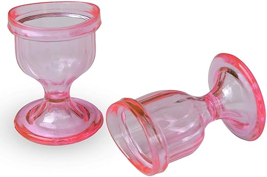 Pink Colored Eye Wash Cups for Effective Eye Cleansing - Eye Shaped Rim, Snug Fit (Set 2 Pcs.)