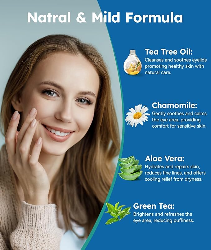 60 Packs Eyelid Cleansing Wipes for Dry Eye & Blepharitis + 30 Packs Steam Eye Masks Lanvender