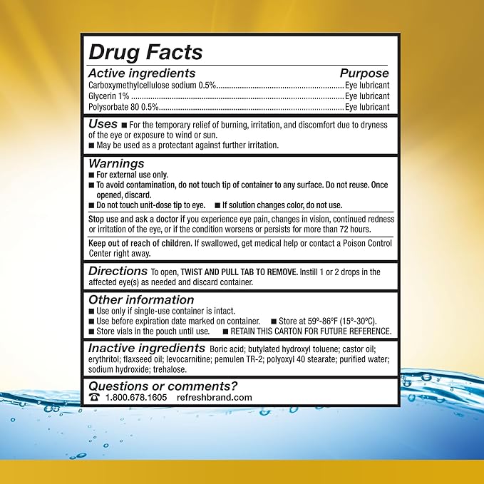 Refresh Optive MEGA-3 Lubricant Eye Drops Preservative-Free Artificial Tears, 0.01 fl oz (0.4 mL), 30 Single-Use Containers
