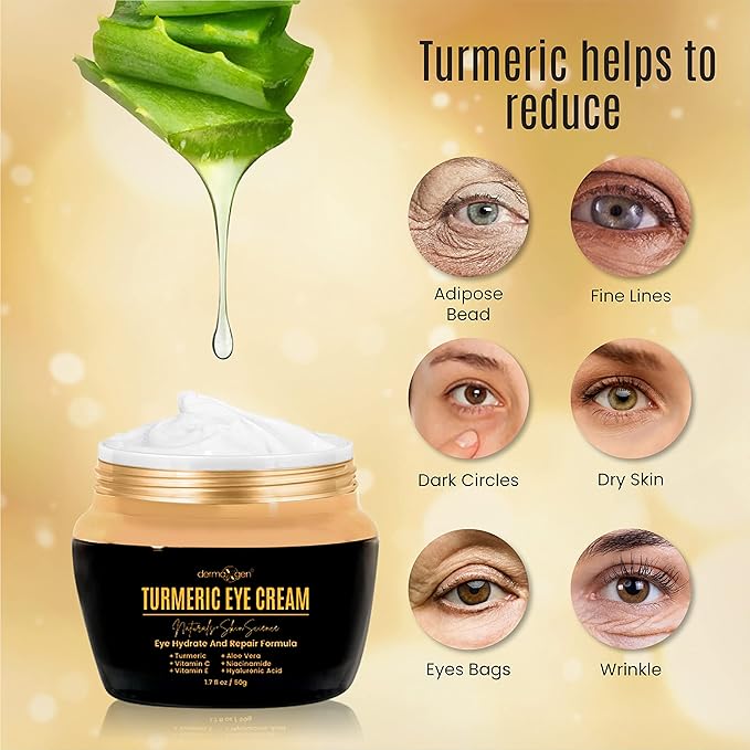 Advanced Eye Cream with Turmeric & Vitamin C – Hydrating Formula for Dark Circles, Puffiness & Eye Bags – Visibly Smooths Fine Lines for a Refreshed Look – 8ml