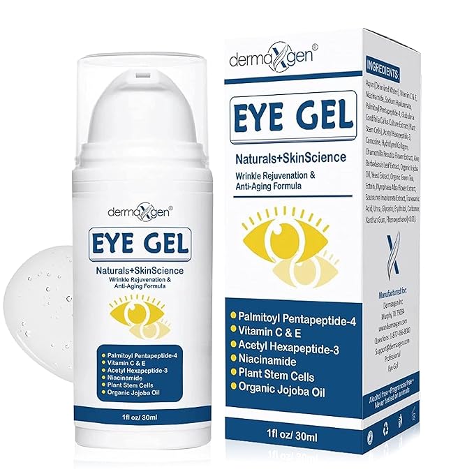 Eye Gel with Plant Stem Cells & Peptide Complex for Under & Around Eyes – Reduces Puffiness, Dark Circles & Fine Lines – With Matrixyl 3000 & Arginine for a Smoother, Refreshed Look for Men & Women.