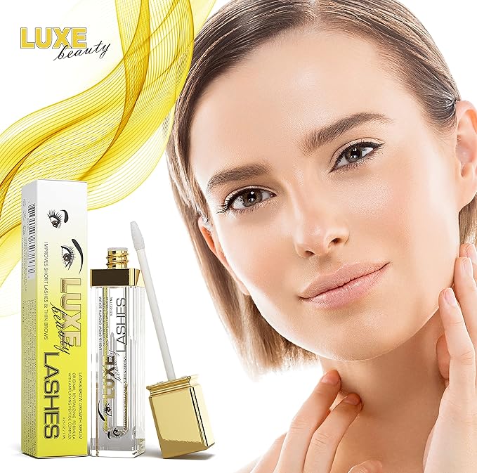 Luxe Beauty Lashes Eyelash Growth Serum - Longer, Fuller, Lush Lashes and Eyebrows - all Natural Lash and Thicker Eyelashes and Fuller Eyebrows - 0.23 ounce